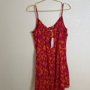 NWT- Salty Lenon- Vibrant Pink and Orange Hawaiian print Sun Dress- Size large